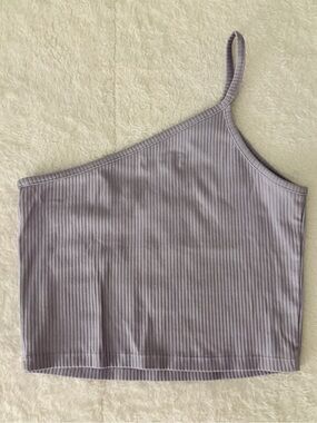 Madewell Ribbed One Shoulder Crop Top Lavender Purple Medium